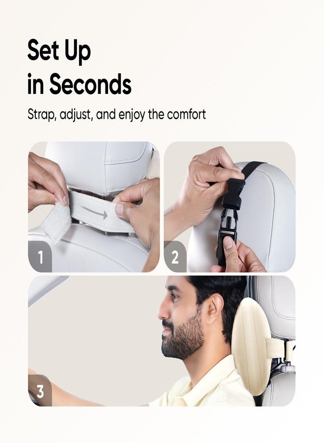 فريدو وسادة رقبة صغيرة للسيارة من فريدو | إسفنج ميموري فوم مريح وصغير الحجم | تخفف إجهاد الرقبة والكتفين | وسادة رقبة فائقة النعومة لراحة مثالية أثناء الرحلات | ألياف دقيقة مسامية | غطاء مخملي قابل للغسل | بيج - Image 4